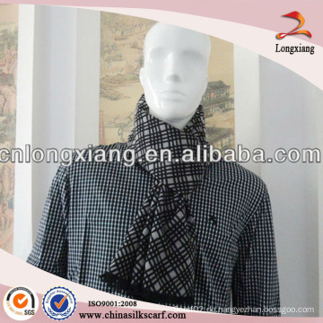 Mens Fashion Silk Schwarz Grau Plaid Schal